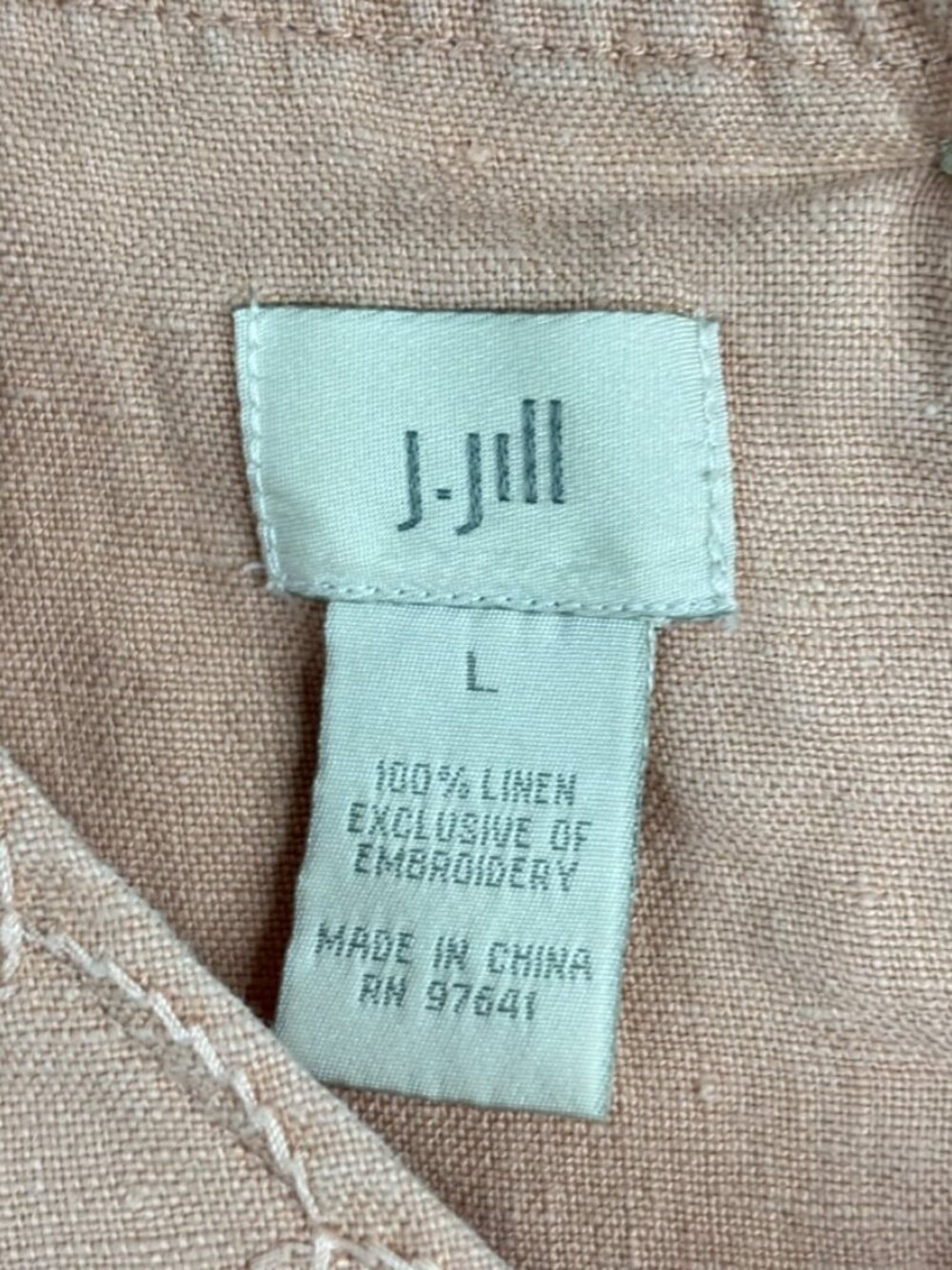 J Jill 100% Linen Babydoll Dress L Embroidered Sleeveless Boho Coastal Cottage - Picture 6 of 10